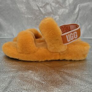 UGG Oh Yeah Orange Furry Fuzzy Comfort Slide Slippers Size 8